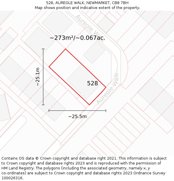 528, AUREOLE WALK, NEWMARKET, CB8 7BH: Plot and title map