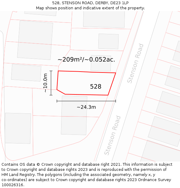 528, STENSON ROAD, DERBY, DE23 1LP: Plot and title map