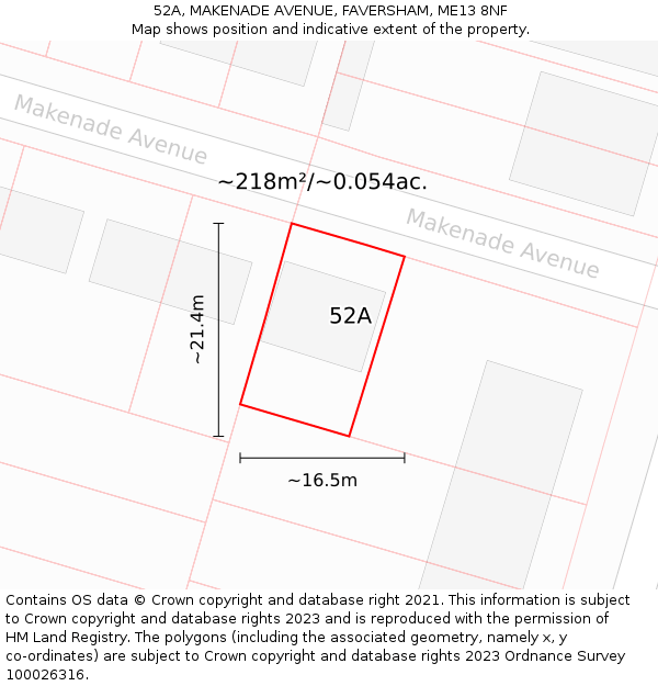 52A, MAKENADE AVENUE, FAVERSHAM, ME13 8NF: Plot and title map