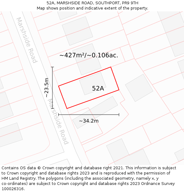 52A, MARSHSIDE ROAD, SOUTHPORT, PR9 9TH: Plot and title map