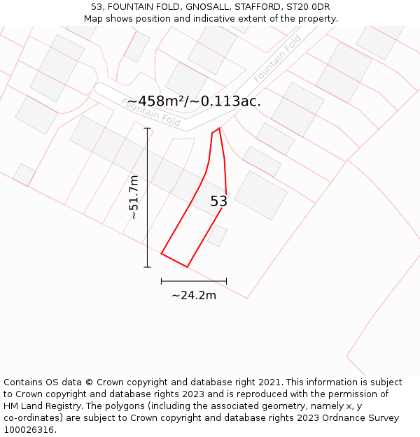 53, FOUNTAIN FOLD, GNOSALL, STAFFORD, ST20 0DR: Plot and title map
