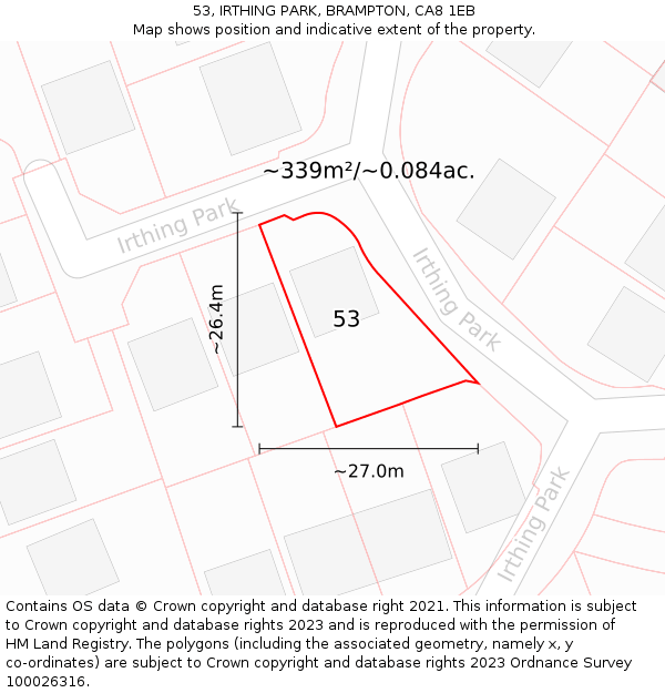 53, IRTHING PARK, BRAMPTON, CA8 1EB: Plot and title map