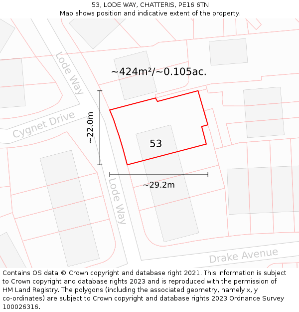 53, LODE WAY, CHATTERIS, PE16 6TN: Plot and title map