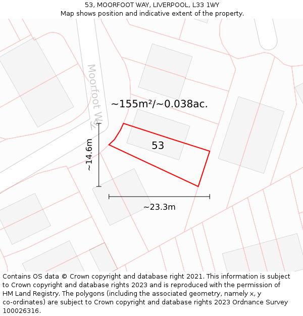 53, MOORFOOT WAY, LIVERPOOL, L33 1WY: Plot and title map
