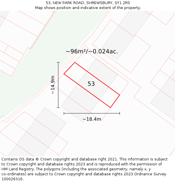 53, NEW PARK ROAD, SHREWSBURY, SY1 2RS: Plot and title map