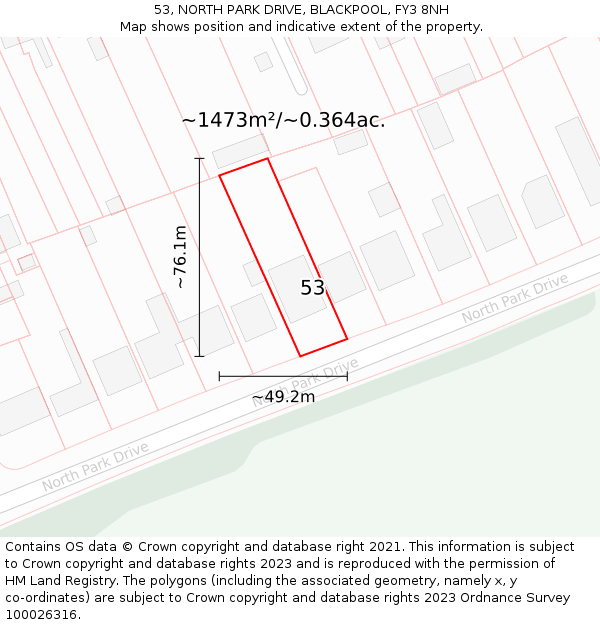 53, NORTH PARK DRIVE, BLACKPOOL, FY3 8NH: Plot and title map