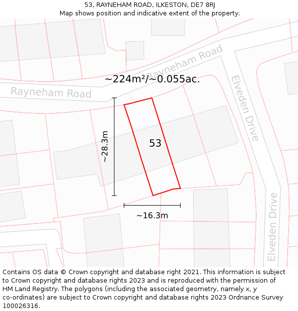 53, RAYNEHAM ROAD, ILKESTON, DE7 8RJ: Plot and title map