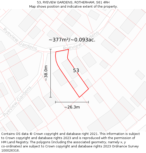 53, RYEVIEW GARDENS, ROTHERHAM, S61 4RH: Plot and title map