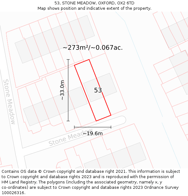 53, STONE MEADOW, OXFORD, OX2 6TD: Plot and title map