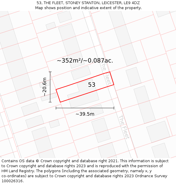 53, THE FLEET, STONEY STANTON, LEICESTER, LE9 4DZ: Plot and title map