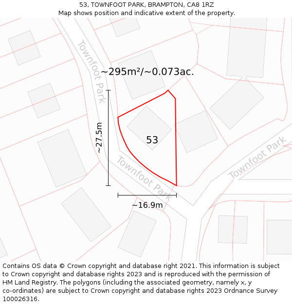 53, TOWNFOOT PARK, BRAMPTON, CA8 1RZ: Plot and title map