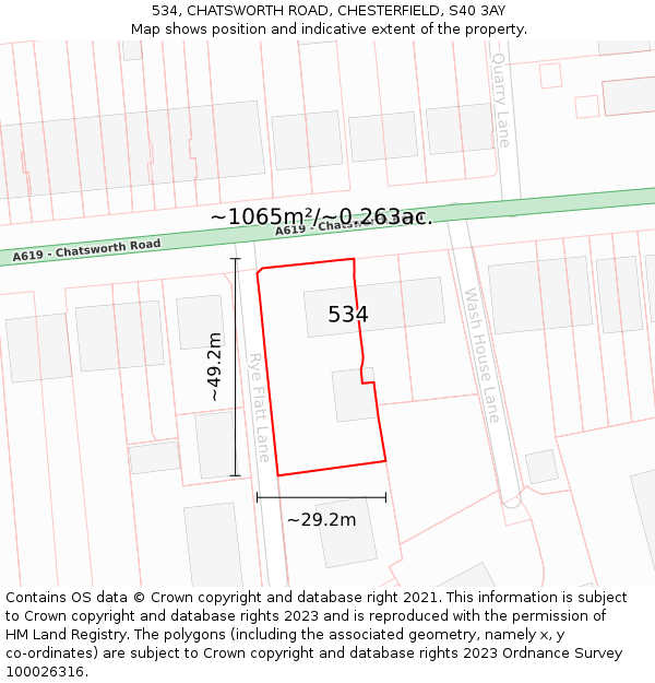 534, CHATSWORTH ROAD, CHESTERFIELD, S40 3AY: Plot and title map