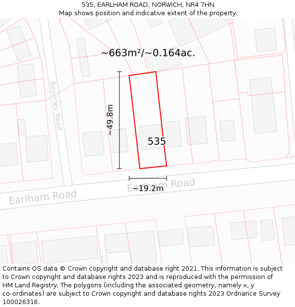 535, EARLHAM ROAD, NORWICH, NR4 7HN: Plot and title map