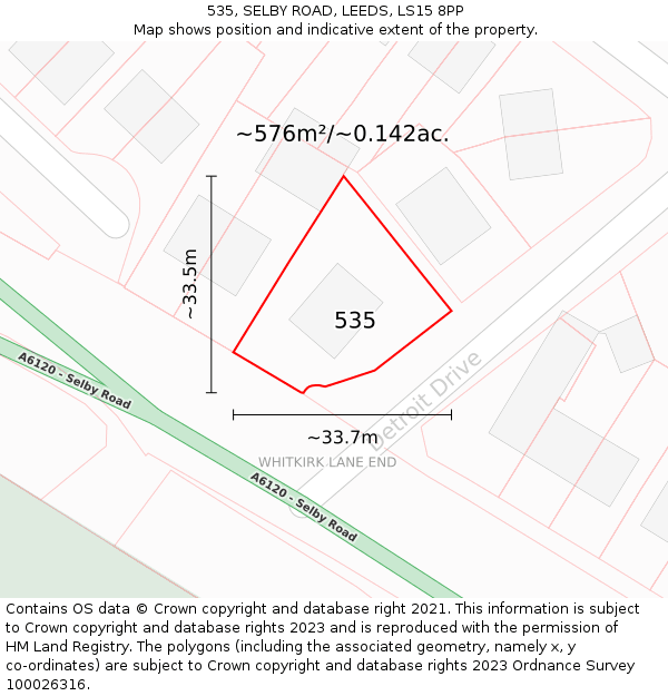 535, SELBY ROAD, LEEDS, LS15 8PP: Plot and title map