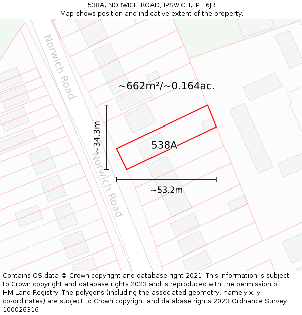 538A, NORWICH ROAD, IPSWICH, IP1 6JR: Plot and title map