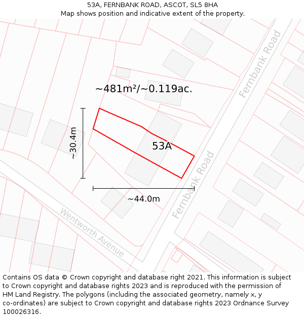 53A, FERNBANK ROAD, ASCOT, SL5 8HA: Plot and title map