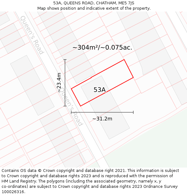 53A, QUEENS ROAD, CHATHAM, ME5 7JS: Plot and title map