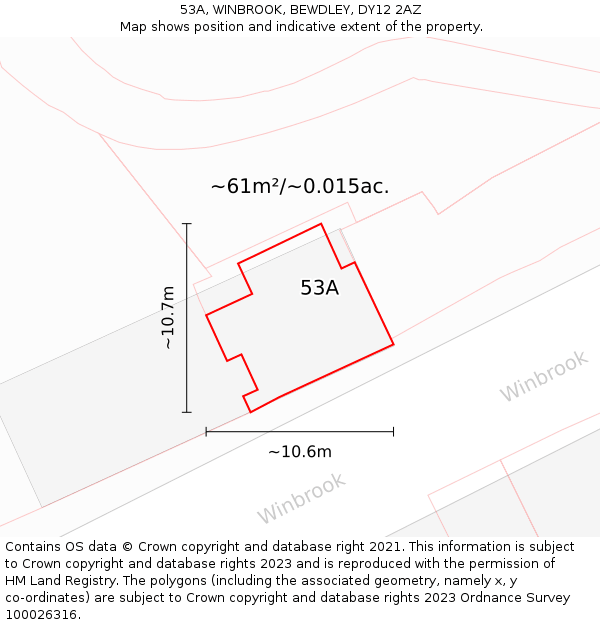 53A, WINBROOK, BEWDLEY, DY12 2AZ: Plot and title map