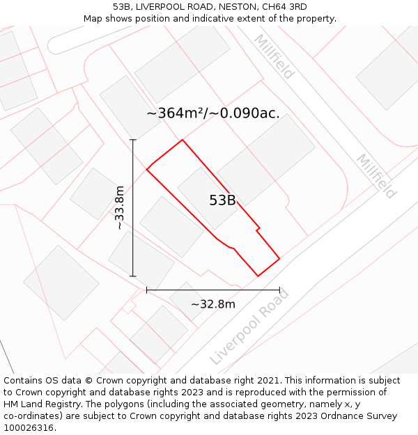 53B, LIVERPOOL ROAD, NESTON, CH64 3RD: Plot and title map