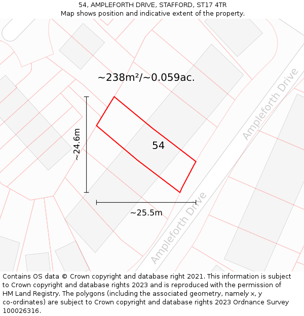 54, AMPLEFORTH DRIVE, STAFFORD, ST17 4TR: Plot and title map