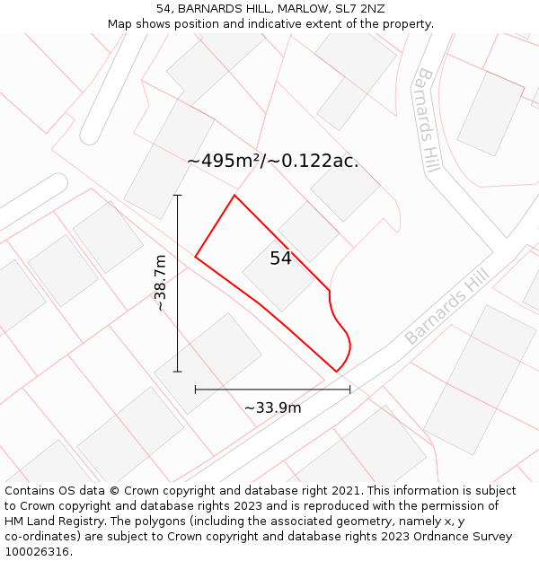 54, BARNARDS HILL, MARLOW, SL7 2NZ: Plot and title map