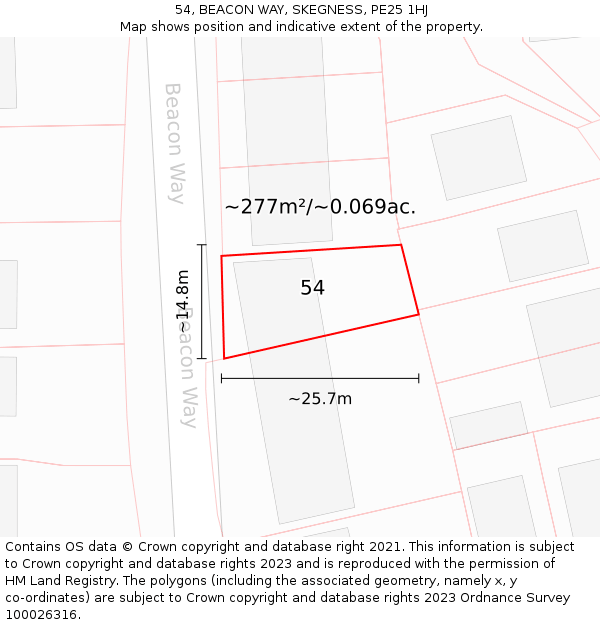 54, BEACON WAY, SKEGNESS, PE25 1HJ: Plot and title map