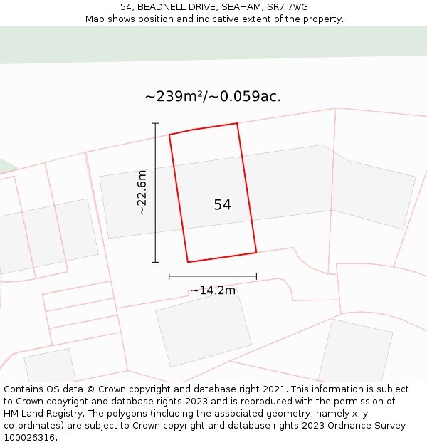 54, BEADNELL DRIVE, SEAHAM, SR7 7WG: Plot and title map