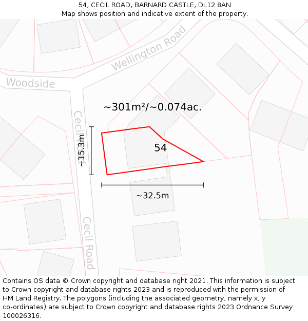 54, CECIL ROAD, BARNARD CASTLE, DL12 8AN: Plot and title map