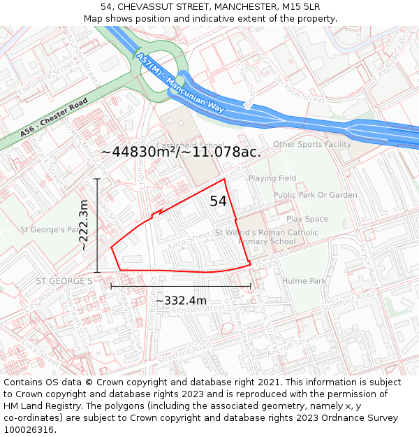 54, CHEVASSUT STREET, MANCHESTER, M15 5LR: Plot and title map