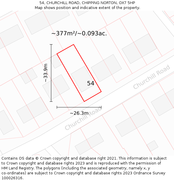 54, CHURCHILL ROAD, CHIPPING NORTON, OX7 5HP: Plot and title map