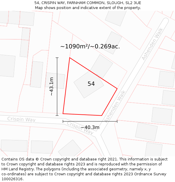 54, CRISPIN WAY, FARNHAM COMMON, SLOUGH, SL2 3UE: Plot and title map