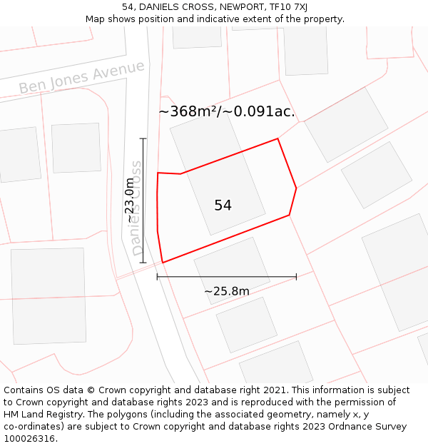 54, DANIELS CROSS, NEWPORT, TF10 7XJ: Plot and title map