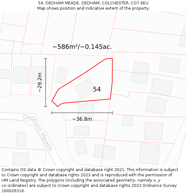 54, DEDHAM MEADE, DEDHAM, COLCHESTER, CO7 6EU: Plot and title map