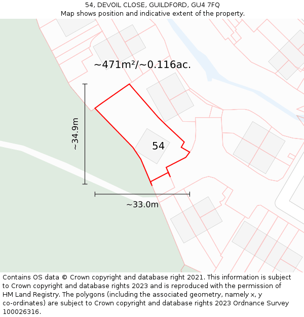 54, DEVOIL CLOSE, GUILDFORD, GU4 7FQ: Plot and title map