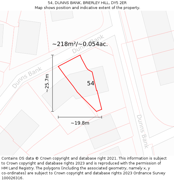 54, DUNNS BANK, BRIERLEY HILL, DY5 2ER: Plot and title map