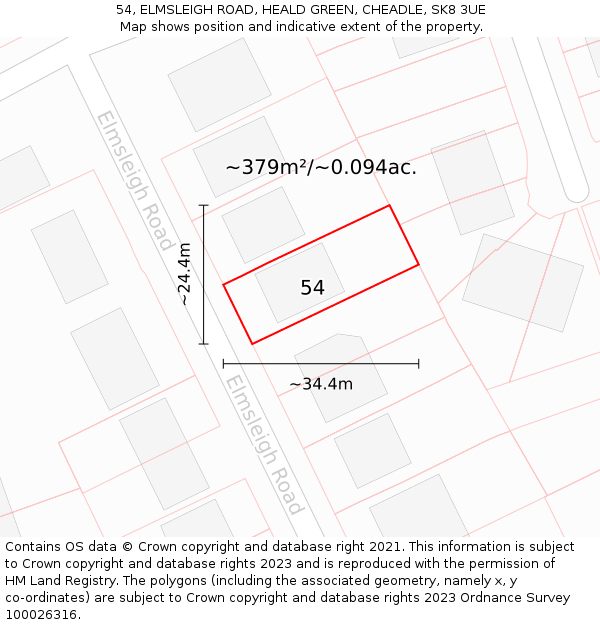 54, ELMSLEIGH ROAD, HEALD GREEN, CHEADLE, SK8 3UE: Plot and title map