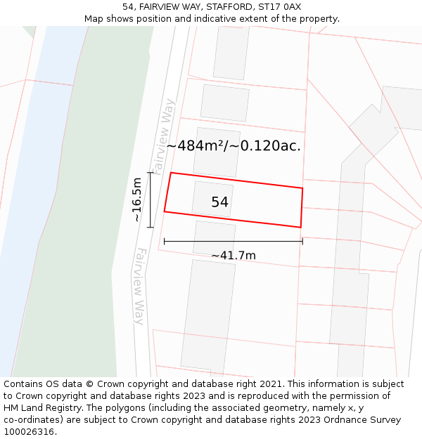 54, FAIRVIEW WAY, STAFFORD, ST17 0AX: Plot and title map