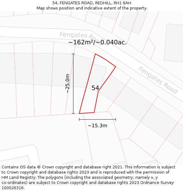 54, FENGATES ROAD, REDHILL, RH1 6AH: Plot and title map