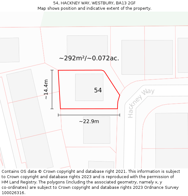 54, HACKNEY WAY, WESTBURY, BA13 2GF: Plot and title map