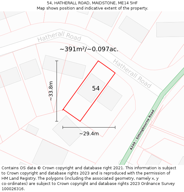 54, HATHERALL ROAD, MAIDSTONE, ME14 5HF: Plot and title map