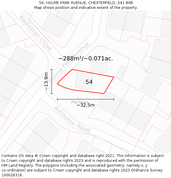 54, HOLME PARK AVENUE, CHESTERFIELD, S41 8XB: Plot and title map