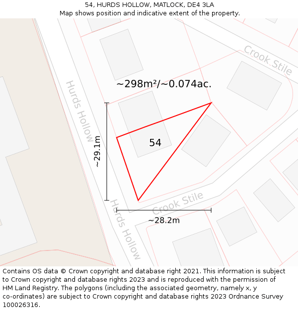 54, HURDS HOLLOW, MATLOCK, DE4 3LA: Plot and title map