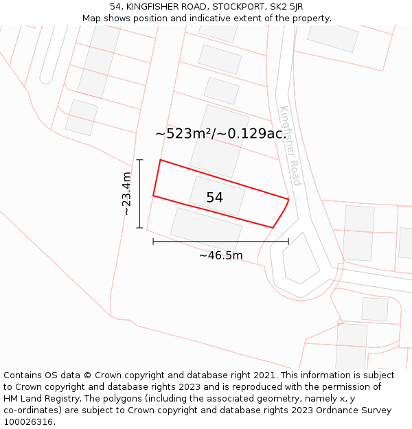 54, KINGFISHER ROAD, STOCKPORT, SK2 5JR: Plot and title map