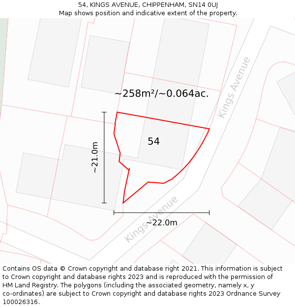 54, KINGS AVENUE, CHIPPENHAM, SN14 0UJ: Plot and title map