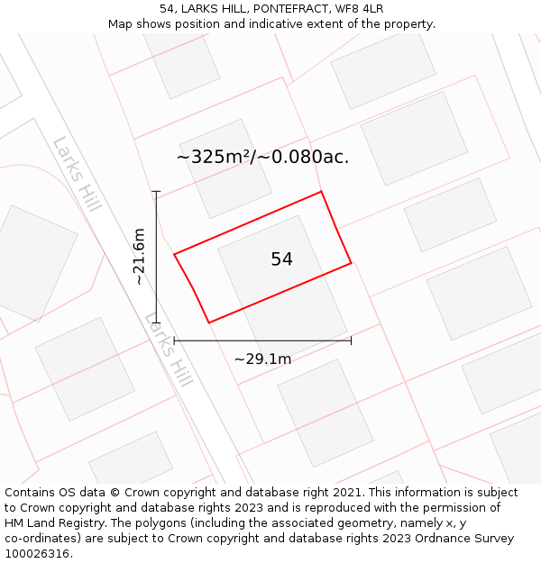 54, LARKS HILL, PONTEFRACT, WF8 4LR: Plot and title map