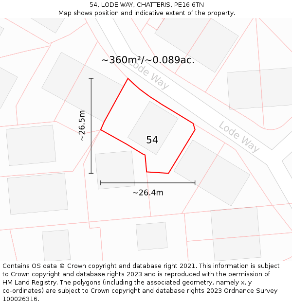 54, LODE WAY, CHATTERIS, PE16 6TN: Plot and title map