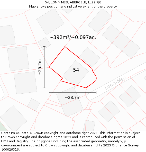 54, LON Y MES, ABERGELE, LL22 7JG: Plot and title map