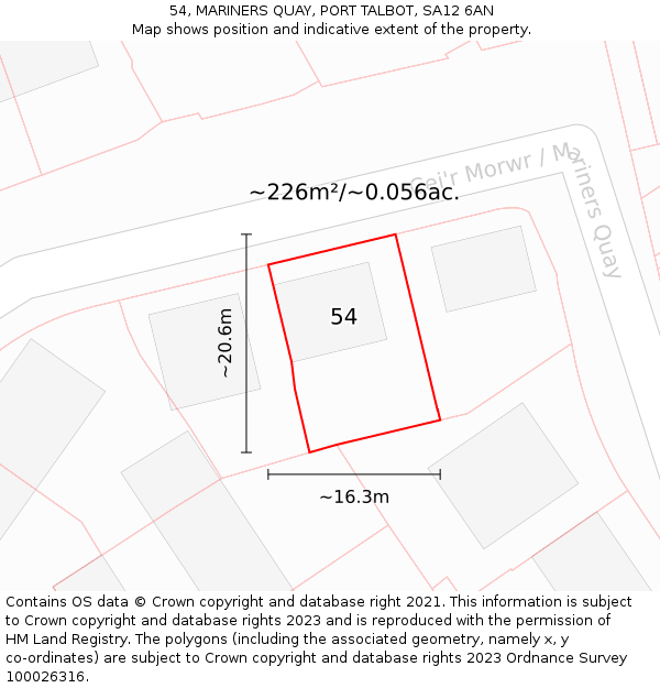 54, MARINERS QUAY, PORT TALBOT, SA12 6AN: Plot and title map