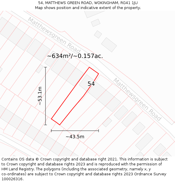 54, MATTHEWS GREEN ROAD, WOKINGHAM, RG41 1JU: Plot and title map