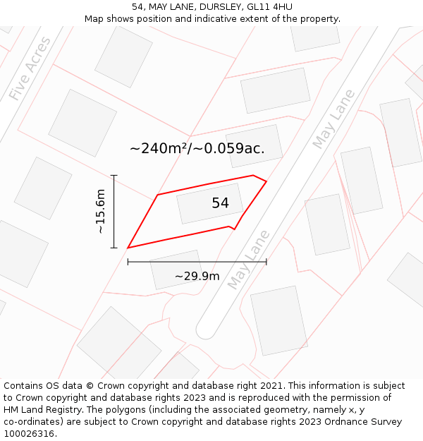 54, MAY LANE, DURSLEY, GL11 4HU: Plot and title map